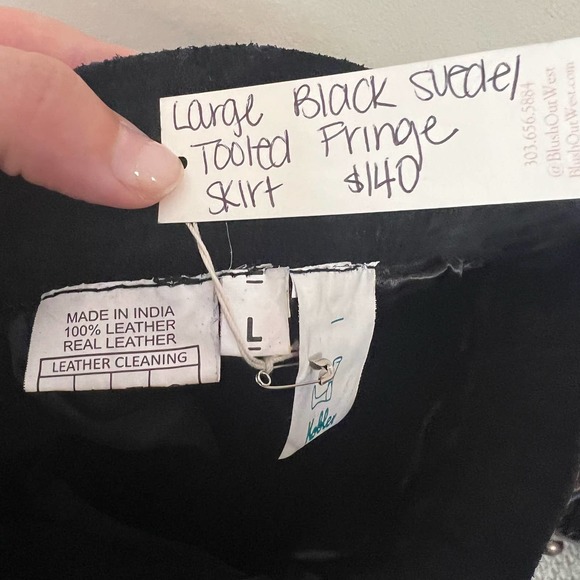 NWT Kobler Suede Tooled Leather Fringe Skirt Size Large - Picture 4 of 4